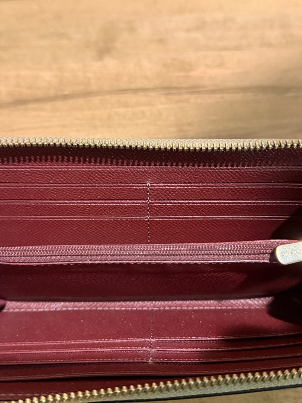 Coach Metallic Silver Zip-Around Wallet with Front Card Slot - Picture 4 of 5